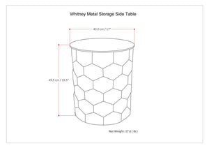 English Elm Whitney Metal Storage Side Table - Vintage Glamour With Honeycomb Texture & Removable Lid B136P158978-GIGA