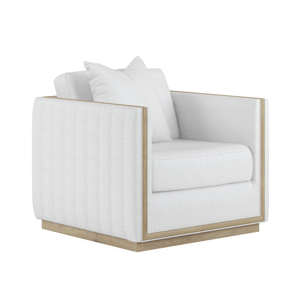 A.R.T. Furniture Cassat Channeled Lounge Chair: Casual Contemporary Design With Plush Comfort & Elegant Washed Oak Finish White Parawood Solids With Ash Embossing,Foam,Fabric 522503-5302aa