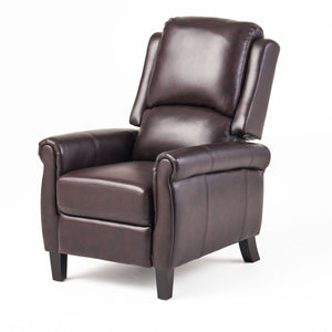 English Elm Christopher Knight Home® - Fabric Burgundy Recliner Chair Mid-Century PU Leather Pushback Sofa with Tufted Cushion, Compact Comfort 57574.00BDY