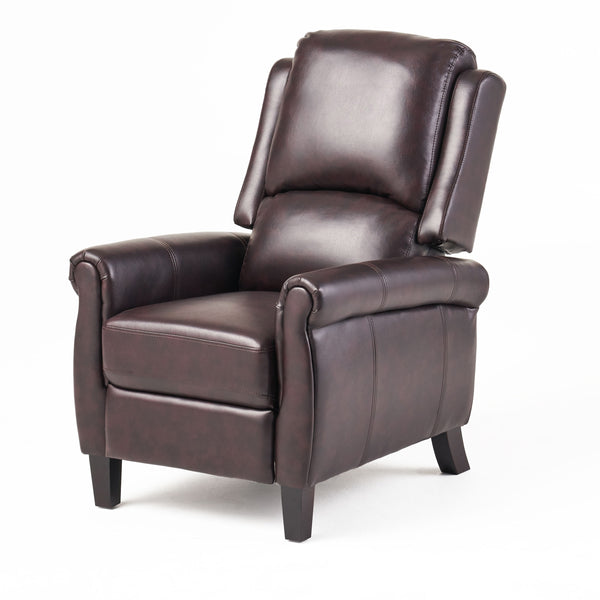 English Elm Christopher Knight Home® - Fabric Burgundy Recliner Chair Mid-Century PU Leather Pushback Sofa with Tufted Cushion, Compact Comfort 57574.00BDY