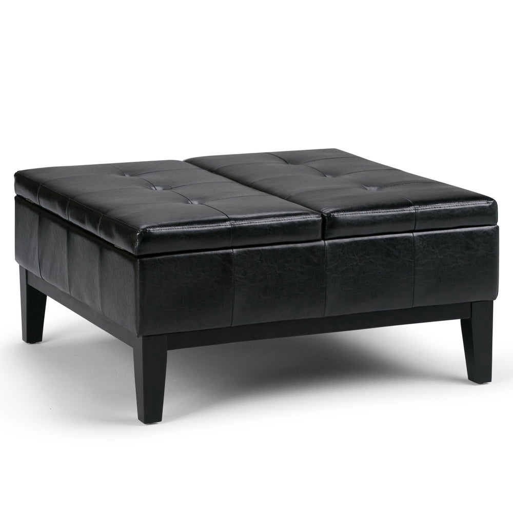 English Elm Dover Square Coffee Table Storage Ottoman - Stylish Midnight Black Design With Hidden Storage Space B136P159047
