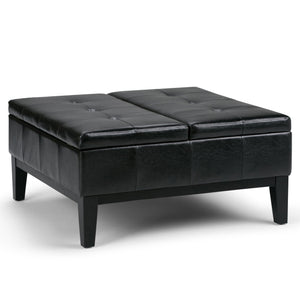 English Elm Dover Square Coffee Table Storage Ottoman - Stylish Midnight Black Design With Hidden Storage Space B136P159047