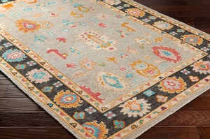 Surya Kars Handmade 2' X 3' Medium Pile Wool & Cotton Blend Rug - Elegant Updated Traditional Style Black Wool,Cotton Ksa2300-23