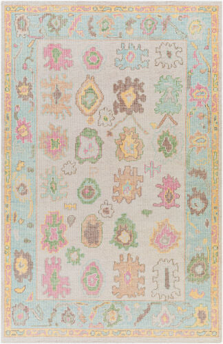 Surya Kars Handmade 2' X 3' Medium Pile Wool & Cotton Blend Rug - Elegant Updated Traditional Style Pale Blue Wool,Cotton Ksa2301-23