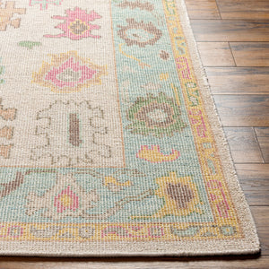 Kars KSA-2301 12' x 15' Handmade Rug KSA2301-1215  Pale Blue, Grass Green, Beige, Light Beige, Yellow, Pink Surya