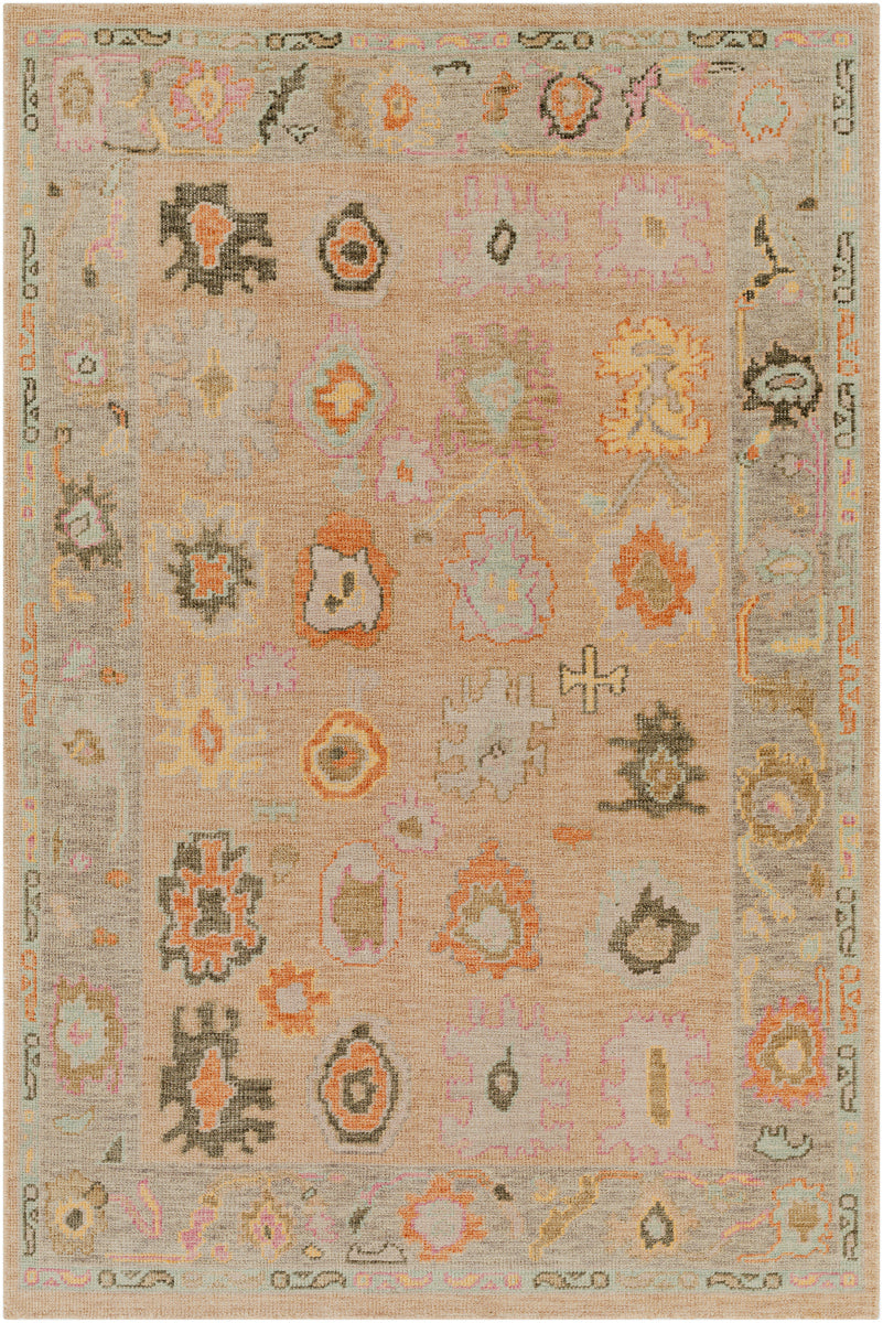 Kars KSA-2302 2'6" x 10' Runner Handmade Rug KSA2302-2610  Orange, Bright Yellow, Pink, Light Olive, Light Gray, Oatmeal Surya