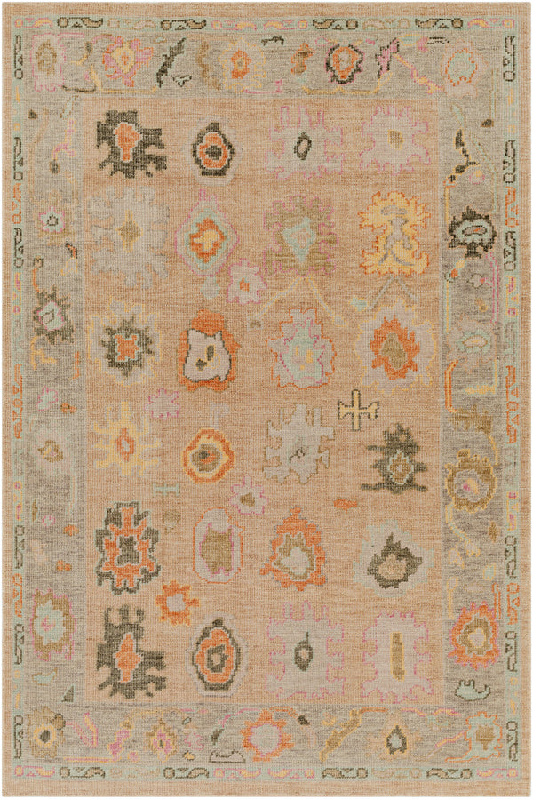 Kars KSA-2302 2'6" x 10' Runner Handmade Rug KSA2302-2610  Orange, Bright Yellow, Pink, Light Olive, Light Gray, Oatmeal Surya