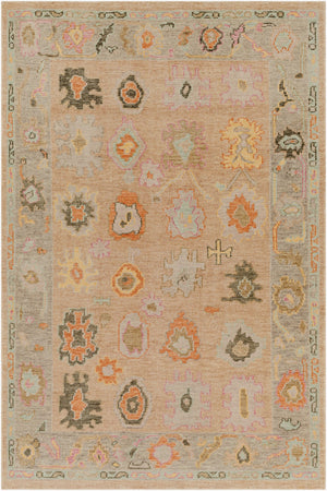 Surya Kars Handmade 2' X 3' Medium Pile Wool & Cotton Blend Rug - Elegant Updated Traditional Style Orange Wool,Cotton Ksa2302-23