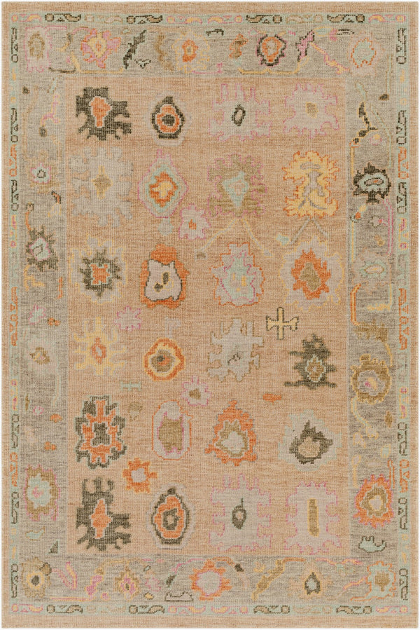Surya Kars Handmade 2' X 3' Medium Pile Wool & Cotton Blend Rug - Elegant Updated Traditional Style Orange Wool,Cotton Ksa2302-23