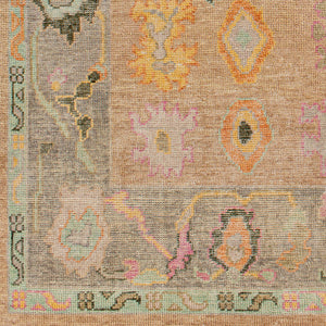 Kars KSA-2302 2'6" x 10' Runner Handmade Rug KSA2302-2610  Orange, Bright Yellow, Pink, Light Olive, Light Gray, Oatmeal Surya