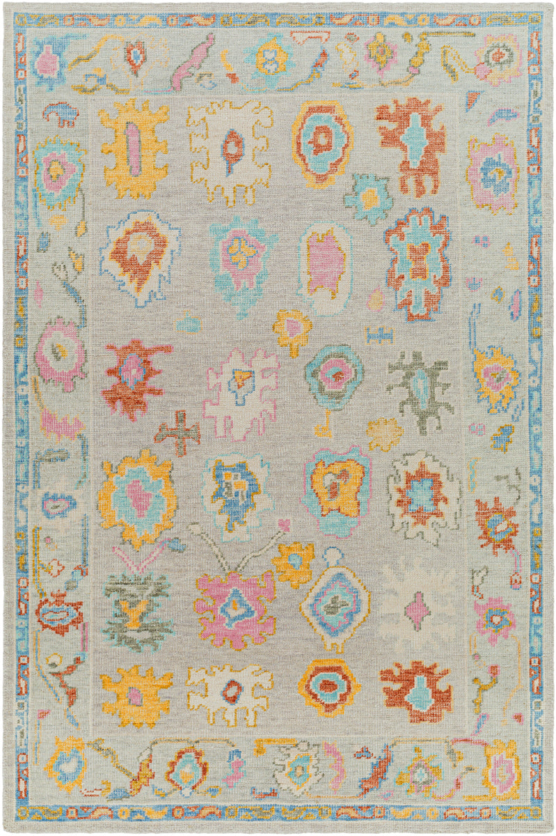 Kars KSA-2303 12' x 15' Handmade Rug KSA2303-1215  Yellow, Light Pink, Aqua, Blue, Rust, Grass Green Surya