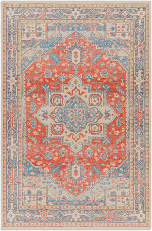 Surya Kars Handmade 2' X 3' Medium Pile Wool & Cotton Blend Rug - Elegant Updated Traditional Style Red Wool,Cotton Ksa2304-23
