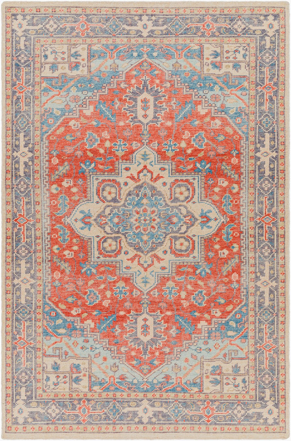 Surya Kars Handmade 2' X 3' Medium Pile Wool & Cotton Blend Rug - Elegant Updated Traditional Style Red Wool,Cotton Ksa2304-23