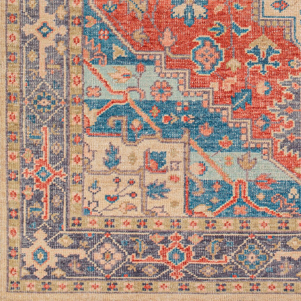 Surya Kars Handmade 2' X 3' Medium Pile Wool & Cotton Blend Rug - Elegant Updated Traditional Style Red Wool,Cotton Ksa2304-23