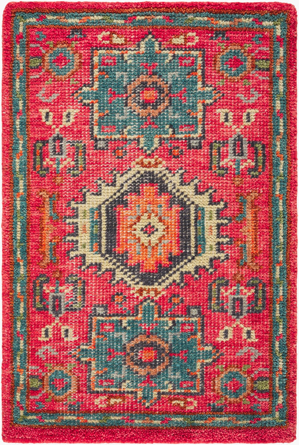 Surya Kars Handmade 2' X 3' Medium Pile Wool & Cotton Blend Rug - Elegant Updated Traditional Style Red Wool,Cotton Ksa2306-23