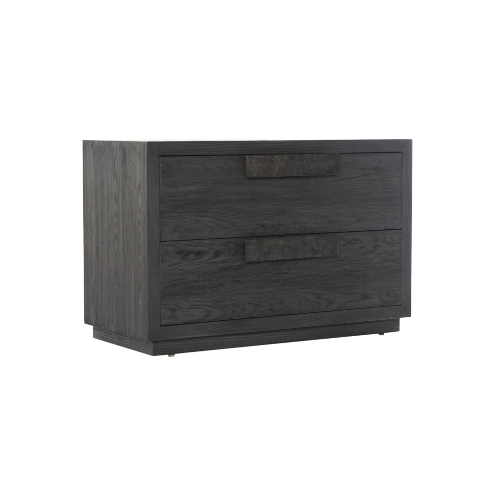 Bernhardt Bernhardt Keali Nightstand With Ebonized Pine Finish, Cast-Aluminum Pulls, Two Soft-Glide Drawers 309234