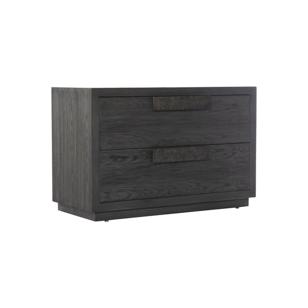 Bernhardt Bernhardt Keali Nightstand With Ebonized Pine Finish, Cast-Aluminum Pulls, Two Soft-Glide Drawers 309234