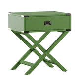 Homelegance By Top-Line Spencer X-Base Wood Accent Campaign Table Green Wood