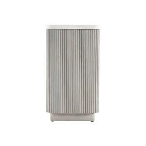 Bernhardt Bernhardt Colonnade Accent Table — Compact 13" Square Modern End Table With Reeded Gmelina Base, Faux Stone Top (23.5") 458124