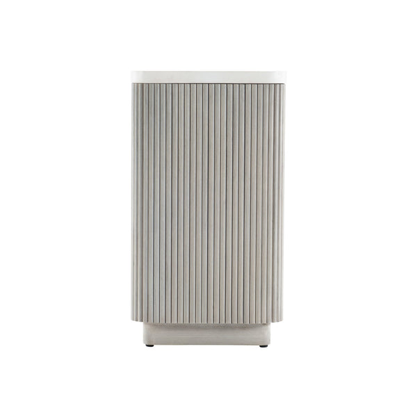 Bernhardt Bernhardt Colonnade Accent Table — Compact 13" Square Modern End Table With Reeded Gmelina Base, Faux Stone Top (23.5") 458124