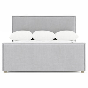 Bernhardt Bernhardt Sawyer Upholstered Panel Bed King Pebble — Soft Neutral Fabric, Stitched Flanged Edges, Wood Feet K2204