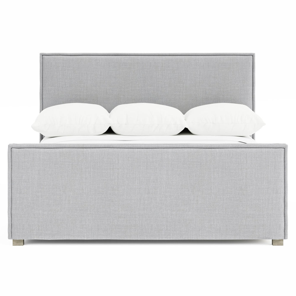 Bernhardt Bernhardt Sawyer Upholstered Panel Bed In Pebble Muslin With Stitched Flange, Solid Wood Feet, Queen K2203