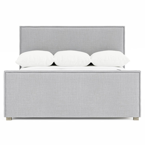 Bernhardt Bernhardt Sawyer Upholstered Panel Bed In Pebble Muslin With Stitched Flange, Solid Wood Feet, Queen K2203