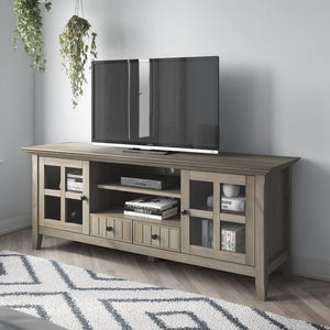 English Elm Acadian 60" Handcrafted Tv Media Stand In Distressed Grey With Storage & Cable Management Solutions B136P159683