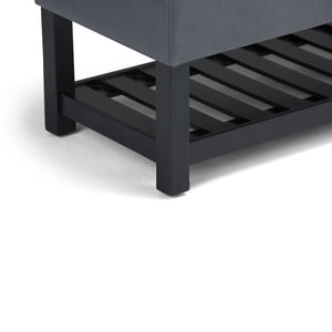 English Elm Saxon Storage Ottoman Bench - Versatile Stone Grey Faux Leather With Hidden Storage & Seating Solutions B136P159131-GIGA