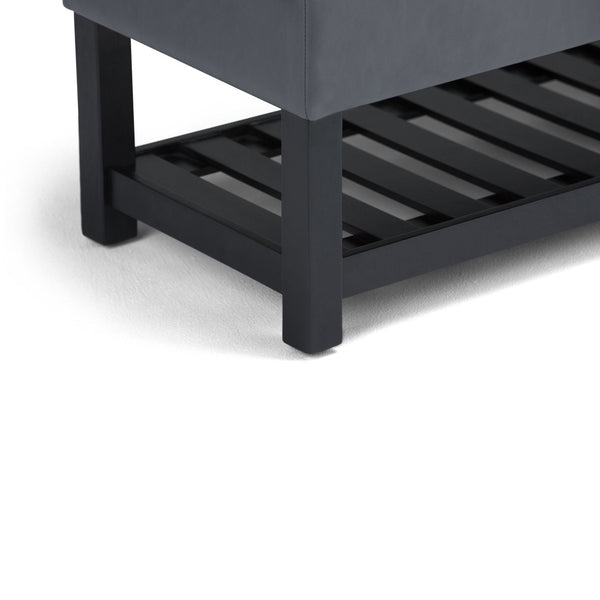 English Elm Saxon Storage Ottoman Bench - Versatile Stone Grey Faux Leather With Hidden Storage & Seating Solutions B136P159131-GIGA