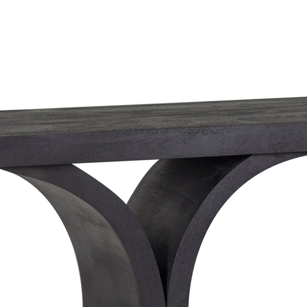 Porter Designs Porter Brockton Solid Mango Wood Console Table - Modern Geometric Design, Rich Black Finish Black Wood 05-108-10-5662