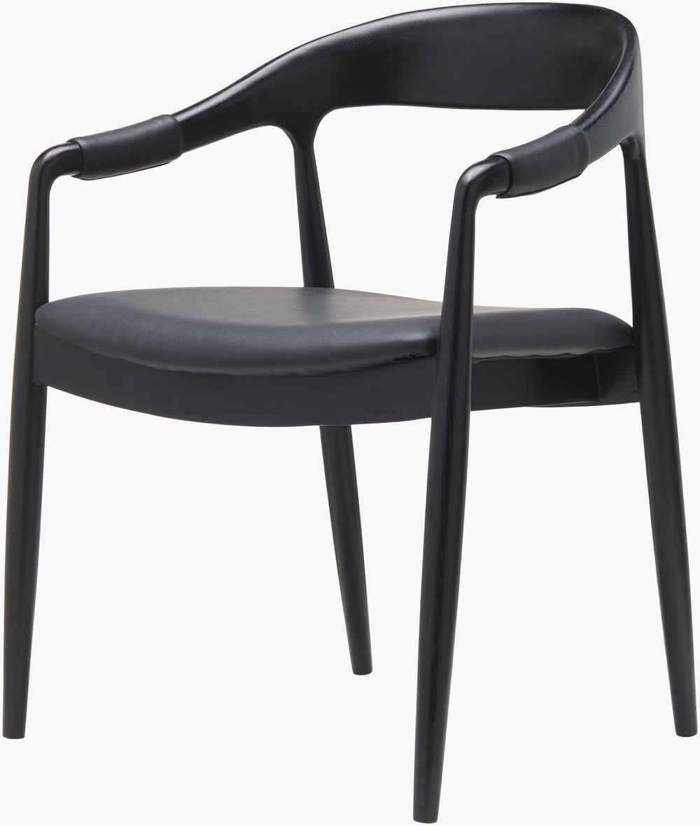 Surya Kisco Art Deco Modern Dining Chair - Elegant Faux Leather, Solid Oak Base, Luxurious Comfort, 31"H Upholstery, Black,Base, Black Faux Leather,Ash Wood,Polyurethane Foam,Polyester,Polyfill Ksk002-312422