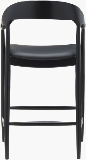 Surya Kisco Modern 43"H Bar Stool With Luxe Faux Leather & Ash Wood Base – Stylish Comfort For Home Bars Upholstery, Black,Base, Black Faux Leather,Ash Wood,Polyurethane Foam,Polyester,Polyfill Ksk003-432419