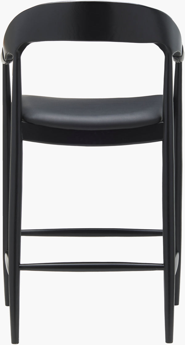 Surya Kisco Modern 43"H Bar Stool With Luxe Faux Leather & Ash Wood Base – Stylish Comfort For Home Bars Upholstery, Black,Base, Black Faux Leather,Ash Wood,Polyurethane Foam,Polyester,Polyfill Ksk003-432419