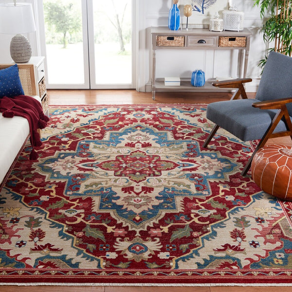 Safavieh Kashan 304 Power Loomed  Rug Red / Beige KSN304D-7SQ