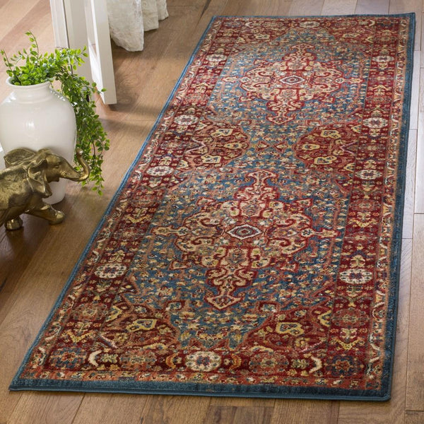 Safavieh Kashan 305 Power Loomed  Rug Blue / Red KSN305A-7SQ
