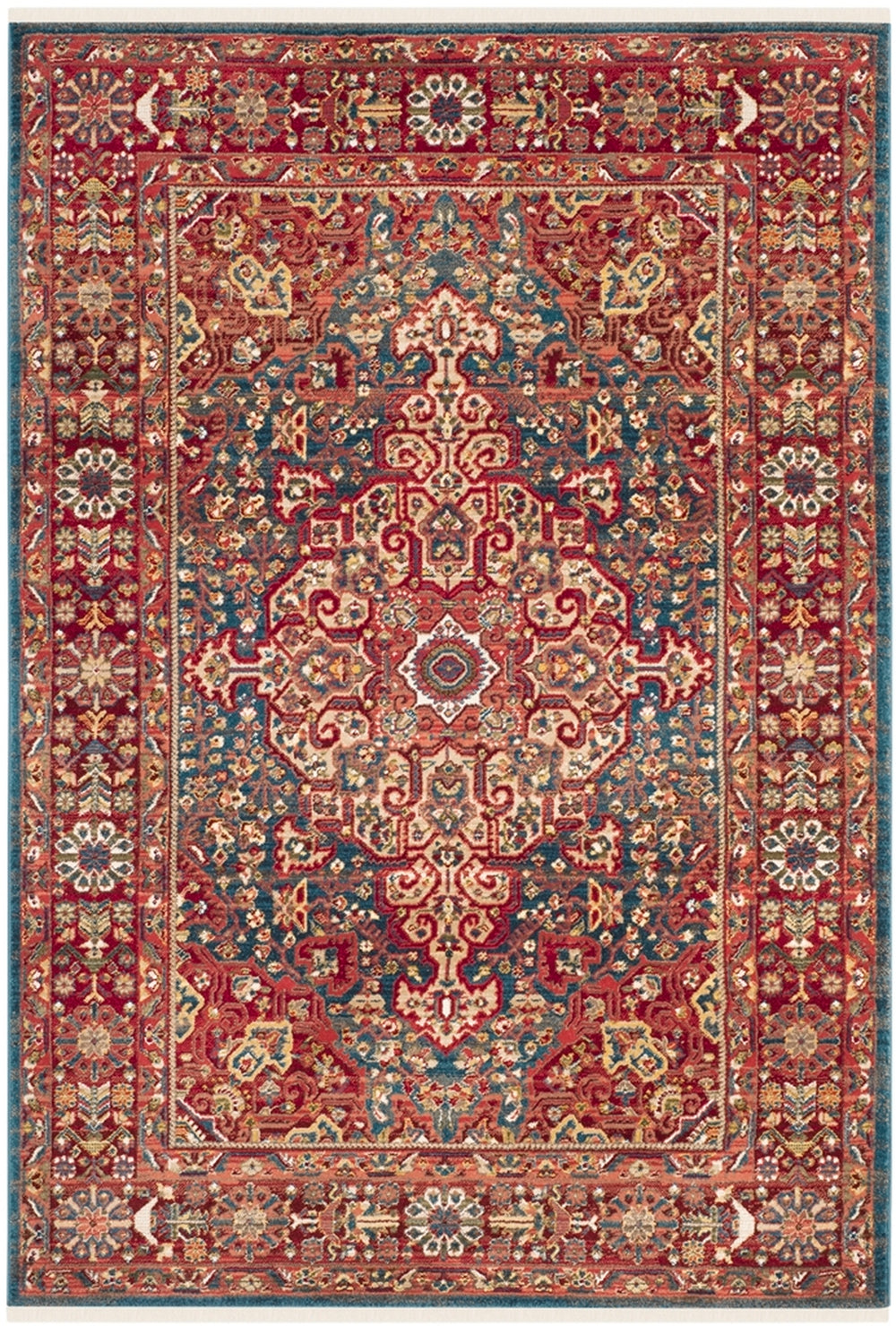Safavieh Kashan 305 Power Loomed  Rug Blue / Red KSN305A-7SQ