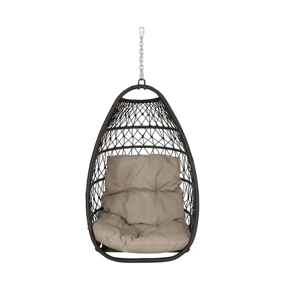 English Elm Christopher Knight Home® - Elijah Elegant Foldable Hanging Wicker Chair With Plush Cushions For Cozy Outdoor Relaxation 70604.00DTN