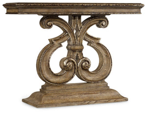 Hooker Furniture Melange Lyre-Base Console Table With Gold-Tipped Accents, Solana Light Caramel Finish, 48"W 5491-85001