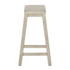 Homelegance By Top-Line Barrett Saddle Seat Counter Height Backless Stools (Set of 2) White Rubberwood