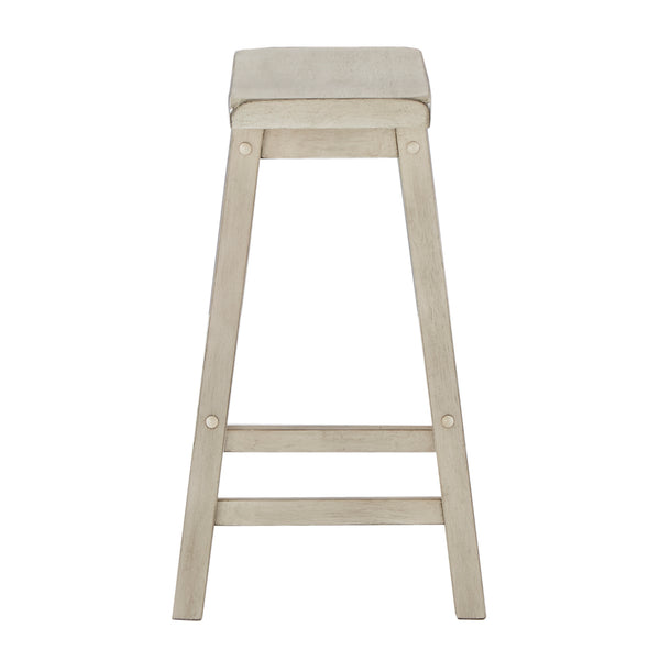 Homelegance By Top-Line Barrett Saddle Seat Counter Height Backless Stools (Set of 2) White Rubberwood