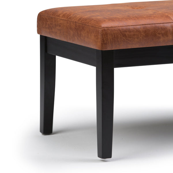 English Elm Lacey Tufted Ottoman Bench In Distressed Saddle Brown - Stylish Storage Solution For Any Room B136P159209