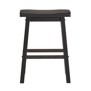 Homelegance By Top-Line Barrett Saddle Seat Counter Height Backless Stools (Set of 2) Black Rubberwood