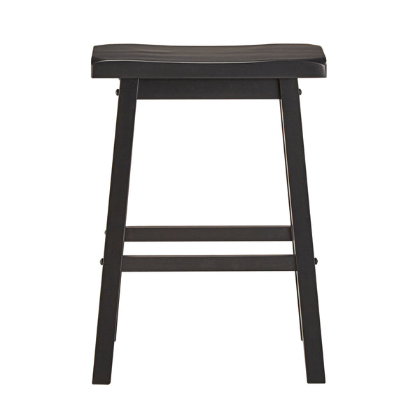 Homelegance By Top-Line Barrett Saddle Seat Counter Height Backless Stools (Set of 2) Black Rubberwood