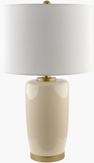 Surya Kasuri 26-inch Elegant Ceramic Accent Table Lamp With Classic Linen Shade For Timeless Style Body, Cream,Base, Metallic ,Brass,Shade, White,Finial, Metallic ,Brass,Harp, Metallic ,Brass,Cord, Black Ceramic,Iron,Linen,Polystyrene,Iron Ksu-001