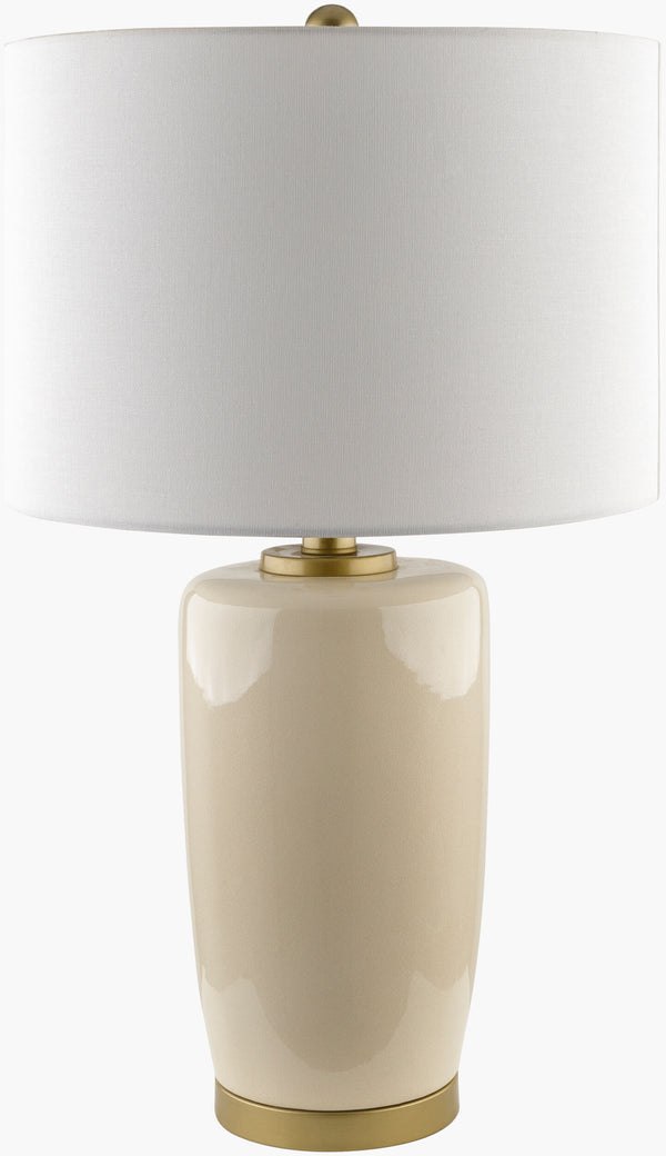 Surya Kasuri 26-inch Elegant Ceramic Accent Table Lamp With Classic Linen Shade For Timeless Style Body, Cream,Base, Metallic ,Brass,Shade, White,Finial, Metallic ,Brass,Harp, Metallic ,Brass,Cord, Black Ceramic,Iron,Linen,Polystyrene,Iron Ksu-001
