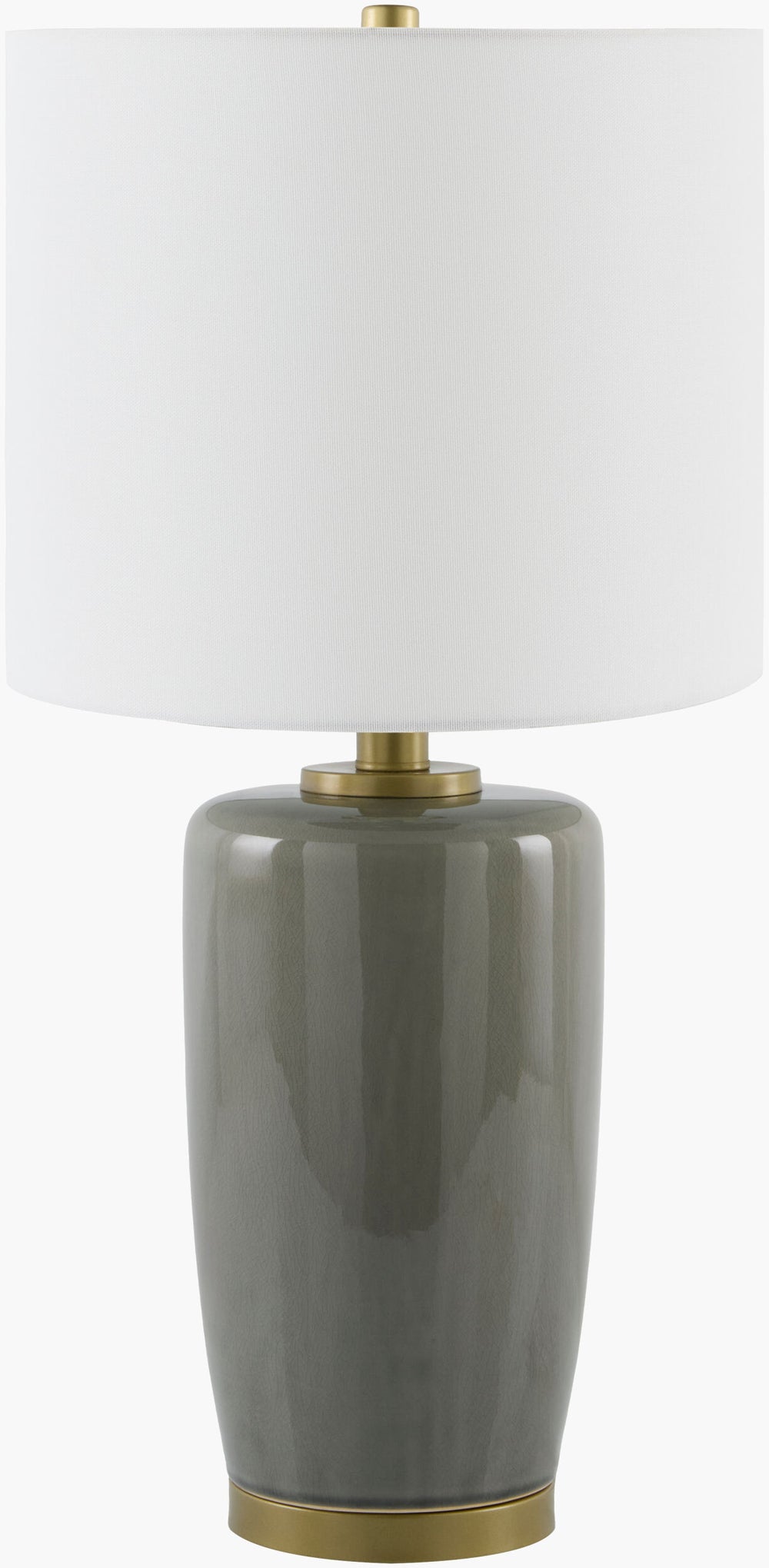 Surya Kasuri 26-inch Elegant Ceramic Accent Table Lamp With Classic Linen Shade For Timeless Style Body, Gray,Base, Metallic ,Brass,Shade, White,Finial, Metallic ,Brass,Harp, Metallic ,Brass,Cord, Black Ceramic,Iron,Linen,Polystyrene,Iron Ksu-002