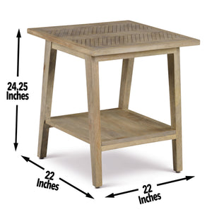 English Elm Steve Silver - Milani Mid-Century 3-Piece Light Brown Wood Table Set with Chevron Top & Lower Shelf for Storage B081S00426