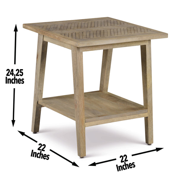 English Elm Steve Silver - Milani Mid-Century 3-Piece Light Brown Wood Table Set with Chevron Top & Lower Shelf for Storage B081S00426