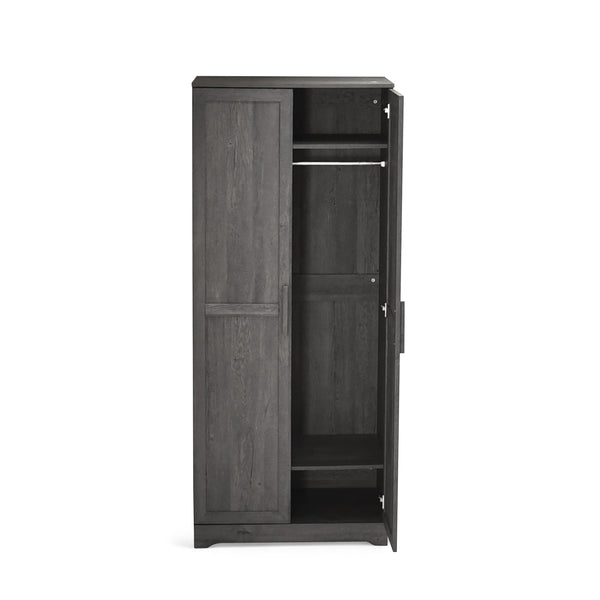 English Elm Christopher Knight Home® - DELANEY Rustic 2-Door Wardrobe Grey with Faux Wood Finish, 75" Tall Armoire for Organized Storage 71142.00